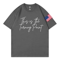 T-shirt in cotone grigio scuro con stampa This is the Turning Point e bandiera sulla manica - S / grigio scuro