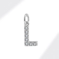 Exquisite silver letter L pendant with micro-paved zircons for jewelry making - White Gold (Letter L)