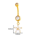 Golden titanium belly ring with zircon stones and flower pendant featuring size dimensions - Gold Marquise Zirconia Flower Style (T2530-6#Gold)
