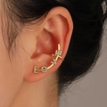 Golden cuff earring featuring micro-pave LOVE letters and unique gesture design - Gold LOVE Letters Zirconia Ear Hook Style (DZ-446) / Gold