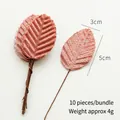 Dunkelrosa Cord-Kunstblätter für Weihnachten mit Drahtstielen, 10 Stück für DIY-Basteln - Rosa Rosenblatt (10 Stück/Bündel)