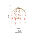 Pink and white hot air balloon baby mobile with felt stars and wooden stars for nursery - Pink Felt Star Mobile