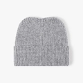 Chunky knit rabbit fur beanie in grey featuring a wide folded cuff for winter warmth - Dark Gray