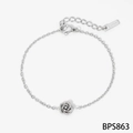 Polished silver stainless steel rose bracelet with adjustable chain and lobster clasp - Silver Rose Bracelet (BPS863)