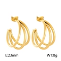 Boucles d'oreilles vintage en acier titane doré, design C multicouche, taille 23mm - Style A Or (KE109318-LO)