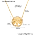 Details der Lebensbaum-Halskette in Gold mit Zirkonia-Einlagen und Maßangaben - Goldene Lebensbaum Zirkonia Halskette (TXP440)