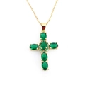 Micro-pave koperen kruisketting met groene zirkoonstenen op een gouden ketting - Stijl 30 (Hanger Zonder Ketting)
