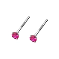 Pink cubic zirconia stud earrings in S999 sterling silver with four-prong setting - Rose Red