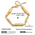 Détails du bracelet à maillons en acier inoxydable doré avec mesures de taille - Bracelet en Métal à Maillons Ovales (JDB0310008)
