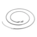 Collier maille serpent plaqué argent élégant avec fermoir mousqueton et extension - 3mm Large - 550mm Long (KN197023-Z)
