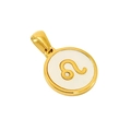 18K gold plated Leo constellation pendant with white enamel inlay for necklaces - Leo - Single Pendant