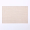 Minimalist light brown woven PVC placemat with heat-resistant mesh texture on white background - Beige
