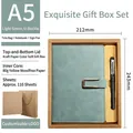 A5 business notebook set in light green with U-shaped magnetic buckle and gift bag - Light Green Metal Buckle Kraft Set