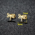 Minimalist dragonfly studs in gold-plated stainless steel measuring 7mm by 9mm - 108 Dragonfly / Gold