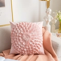 Chic pink flower decorative pillow case on a soft beige sofa with knit blanket - Square Sunflower (Cover Only)