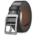 Ceinture classique en cuir noir pour homme avec boucle ardillon en argent brossé - Boucle à Ardillon Argenté Noir / 120cm