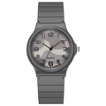 Detail of gray camouflage dial and quartz movement on child's silicone wrist watch - Light Gray