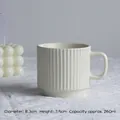 Creamy white ceramic mug with vertical striped texture and square rounded handle - Creamy White (Set of 6)