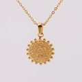 18K gold plated stainless steel letter O necklace with hammered texture pendant - O (With Chain)