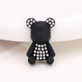 Sparkling black resin bear charm with clear rhinestones for DIY shoe or phone case decor - Black Painted Bear