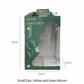 Dark green Christmas tree gift box with window and yellow Merry Christmas text - Yellow-Green Woven Small
