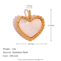 18K gold plated stainless steel heart pendant with white shell inlay and measurements - Beaded Heart White Shell Pendant - Gold