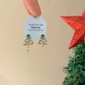 Christmas tree earrings in gold finish with white diamonds and pearls in 925 silver - Green Christmas Earrings
