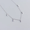Minimalist S925 sterling silver chain necklace with five round sparkling zircon pendants - 925 Silver / White Gold