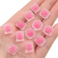 DIY jewelry beads in frosted translucent pink acrylic square shape for phone chains - 10Pcs/Pack / Frosted Rose Red
