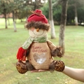 Christmas burlap snowman gift bag with heart window and Merry Christmas text - Snowman