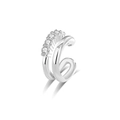 Earcuff minimalista de plata S925 con cinco circonitas blancas redondas y brillantes - Plata 925 / Oro Blanco (Individual)