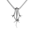 Polished silver stainless steel necklace featuring a detailed multi-headed snake pendant - Ouroboros Snake + Stainless Steel Chain