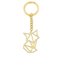 Polished gold stainless steel car keychain featuring a geometric fox charm and chain - Fox / Gold