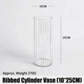 Clear vertical ribbed acrylic flower bucket vase with 10cm diameter and 25cm height - Vertical Striped Straight Bucket (10*25cm); Flower Bucket