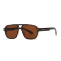 Retro tortoise shell thick frame sunglasses with gold arrow rivet inlays and tinted lenses - Tea Frame Tea Lens