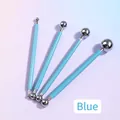 Blue 4-piece ball stylus set for clay modeling and embossing on gradient background - 4-Piece Double-Headed Metal Ball Stylus Tools (Blue)