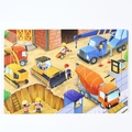 Construction site wooden puzzle for toddlers with colorful cartoon trucks and worker figures - Construction Vehicle