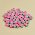 Pink strawberry polymer clay spacer beads with white polka dots for DIY jewelry making - Rose Red Strawberry