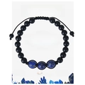 Braided bracelet with black frosted beads and three natural blue lapis lazuli stones - Lapis Lazuli Bracelet