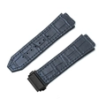Genuine leather watch strap with black crocodile pattern for Hublot Big Bang models - [Convex x Wide Mouth] 19x26mm / Bamboo Grain Gray Blue - Black Buckle - Z2
