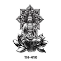 Waterproof temporary tattoo TH-410 featuring a black and white Buddha on lotus - Th-410 / 210*148mm