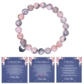 Bracciale in perle di diaspro zebra rosa con ciondolo a cuore e biglietti regalo - Stile Diaspro Zebra Rosa (Stile-1) / Alla mia mamma migliore