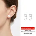 Minimalist s999 sterling silver hollow bear ear hooks for women in classic silver finish - Bear