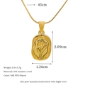 18K PVD gold plated 304 stainless steel rose relief pendant necklace on 45cm snake chain - Rose Relief Oval Pendant (PJ46)