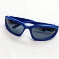 Deep blue sporty Y2K sunglasses with dark grey wraparound lenses for a futuristic punk look - Blue Frame Grey Lens