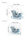 Blue Santa Claus sleigh wall sticker layout and applied size for Christmas decoration - PC208 Santa Claus Sleigh