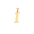 Polished 18K gold plated stainless steel letter I pendant with a bail attachment - Letter I