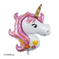 Standing 3D unicorn foil balloon with pink mane and gold horn, 110x80cm size - Large Pink Unicorn Head-110*80cm