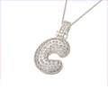 Macro shot of silver hip hop pendant letter C with pave set cubic zirconia stones - Silver C
