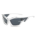 Futuristic geometric cat eye sunglasses with transparent frame and dark grey lenses - Transparent Frame Grey Lens